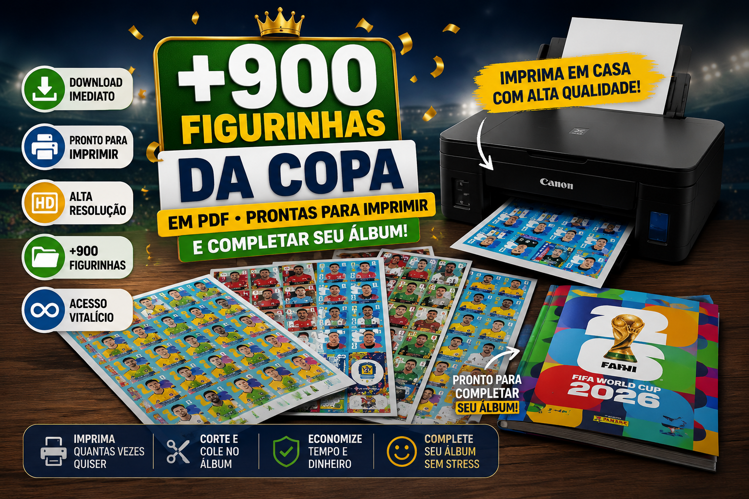 +900 Figurinhas da Copa em PDF — pronto para imprimir e completar seu álbum